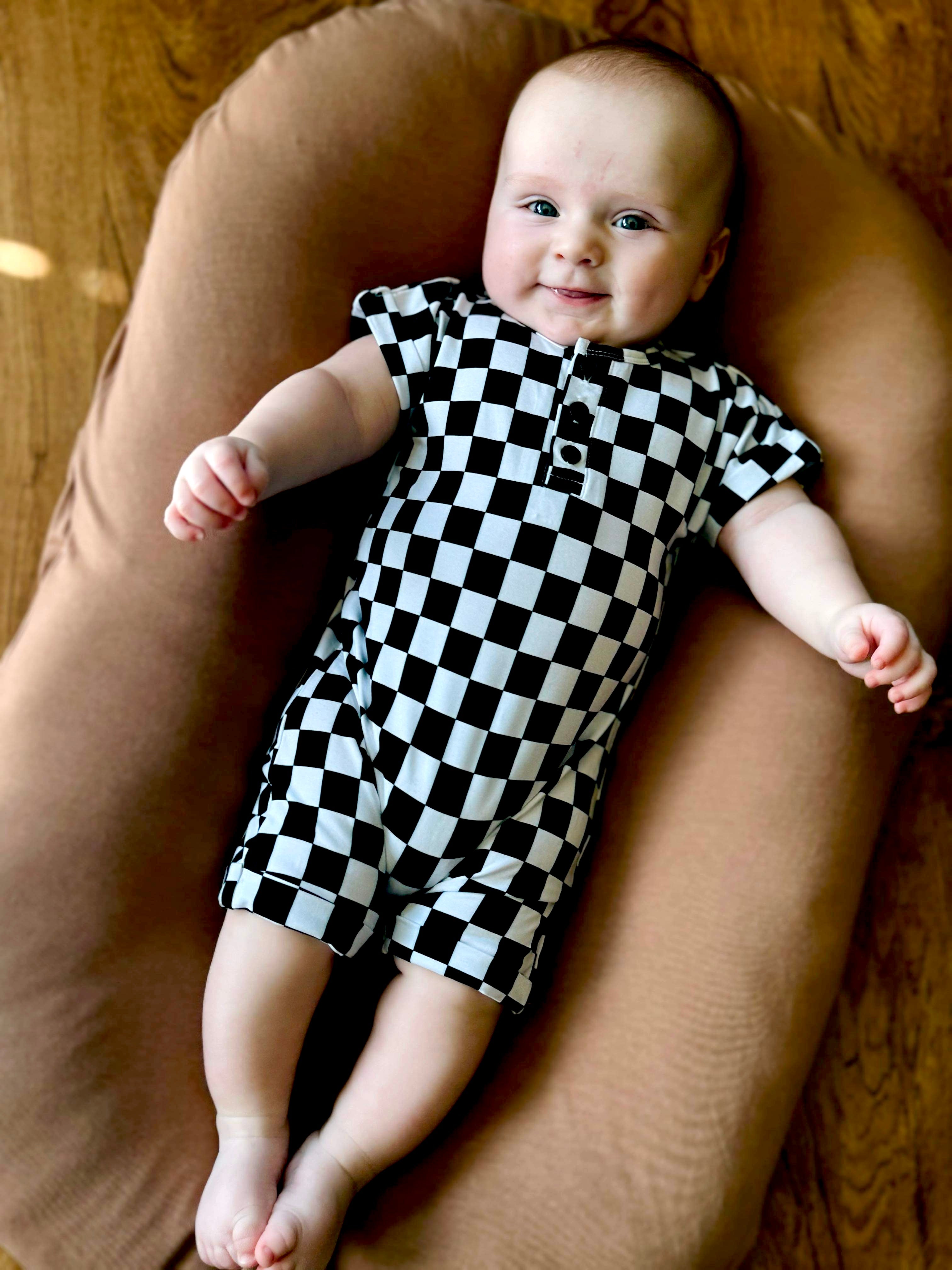 Checked Out - Henley Short Sleeve Romper