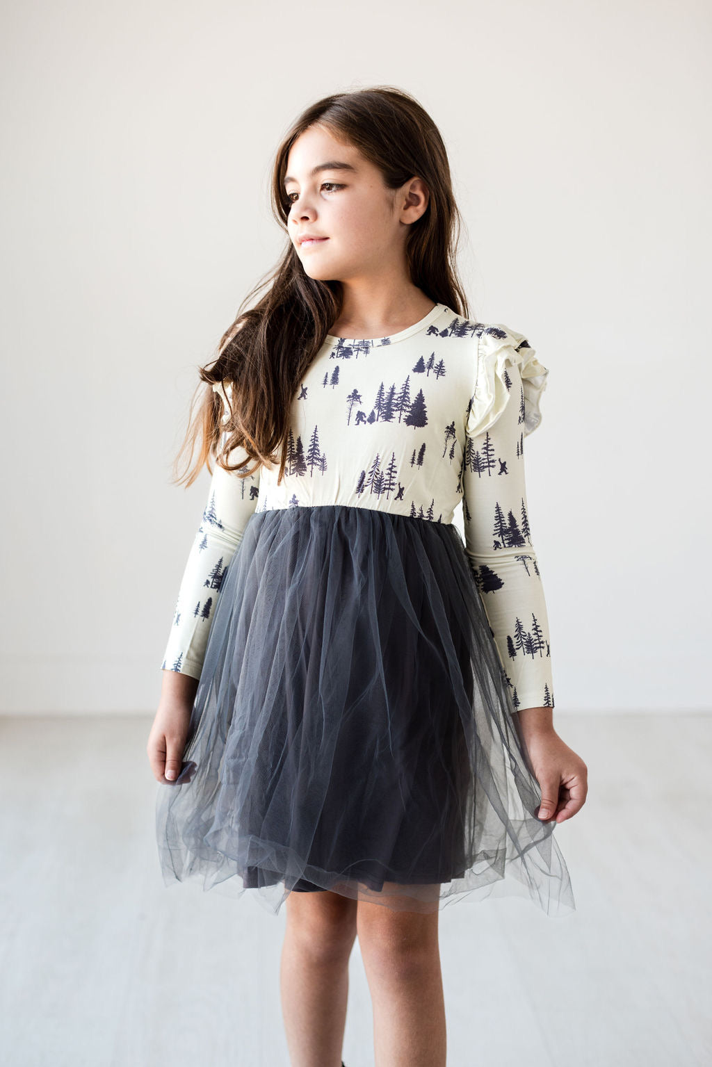 Long Sleeve Tulle Dress - Sasquatch