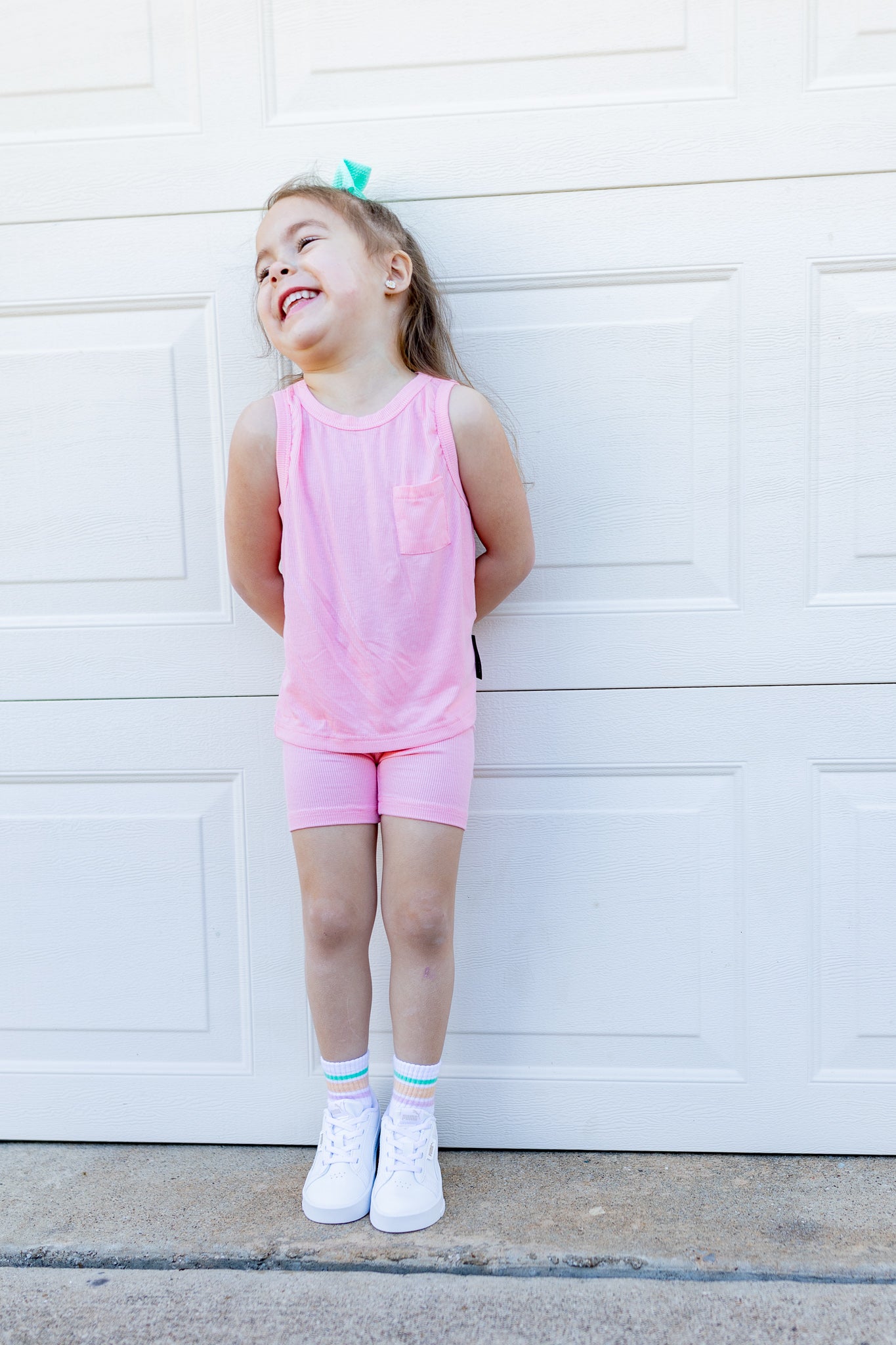 Ribbed Bamboo Tank Set - Pink