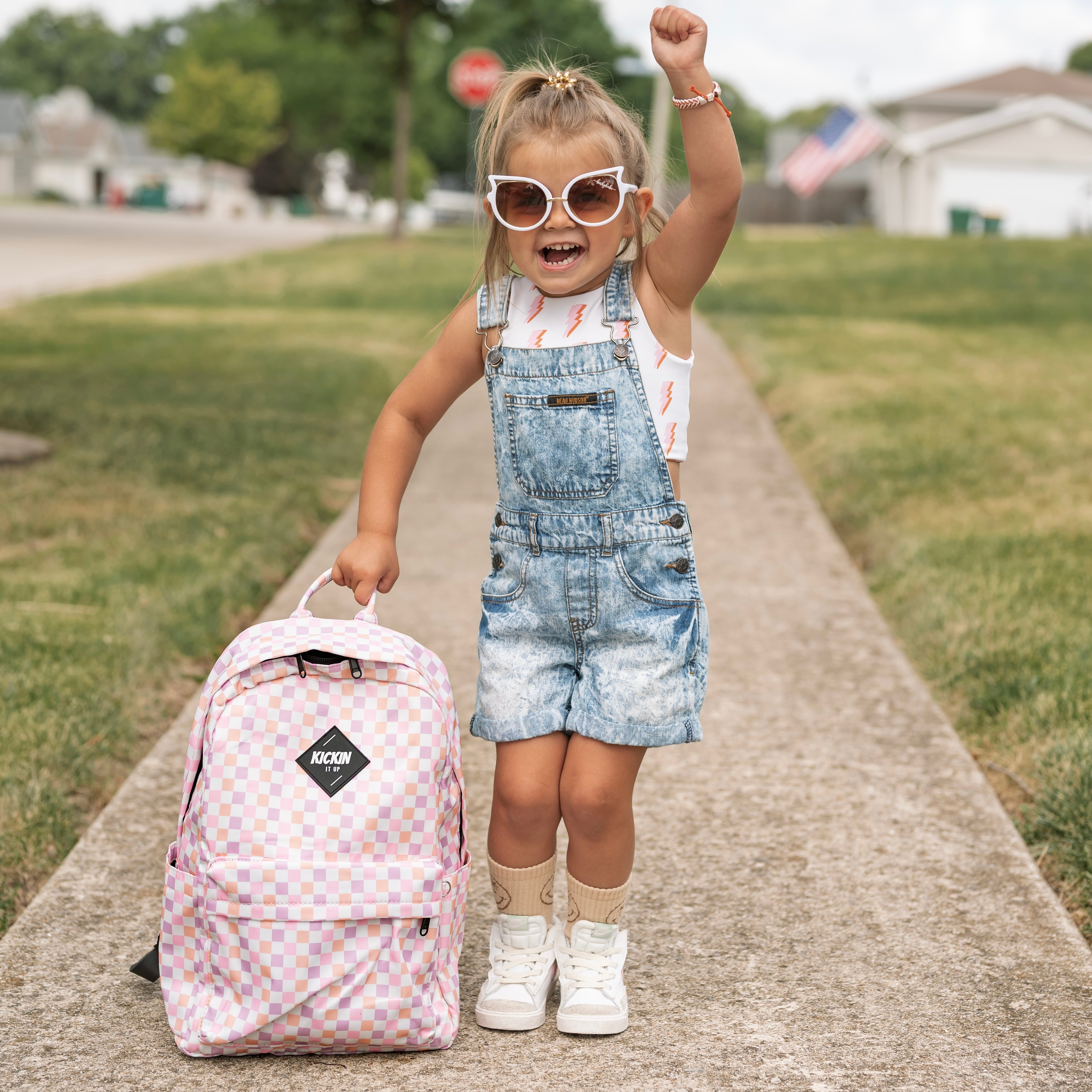 KIU Full Size Pink Checkered Backpack