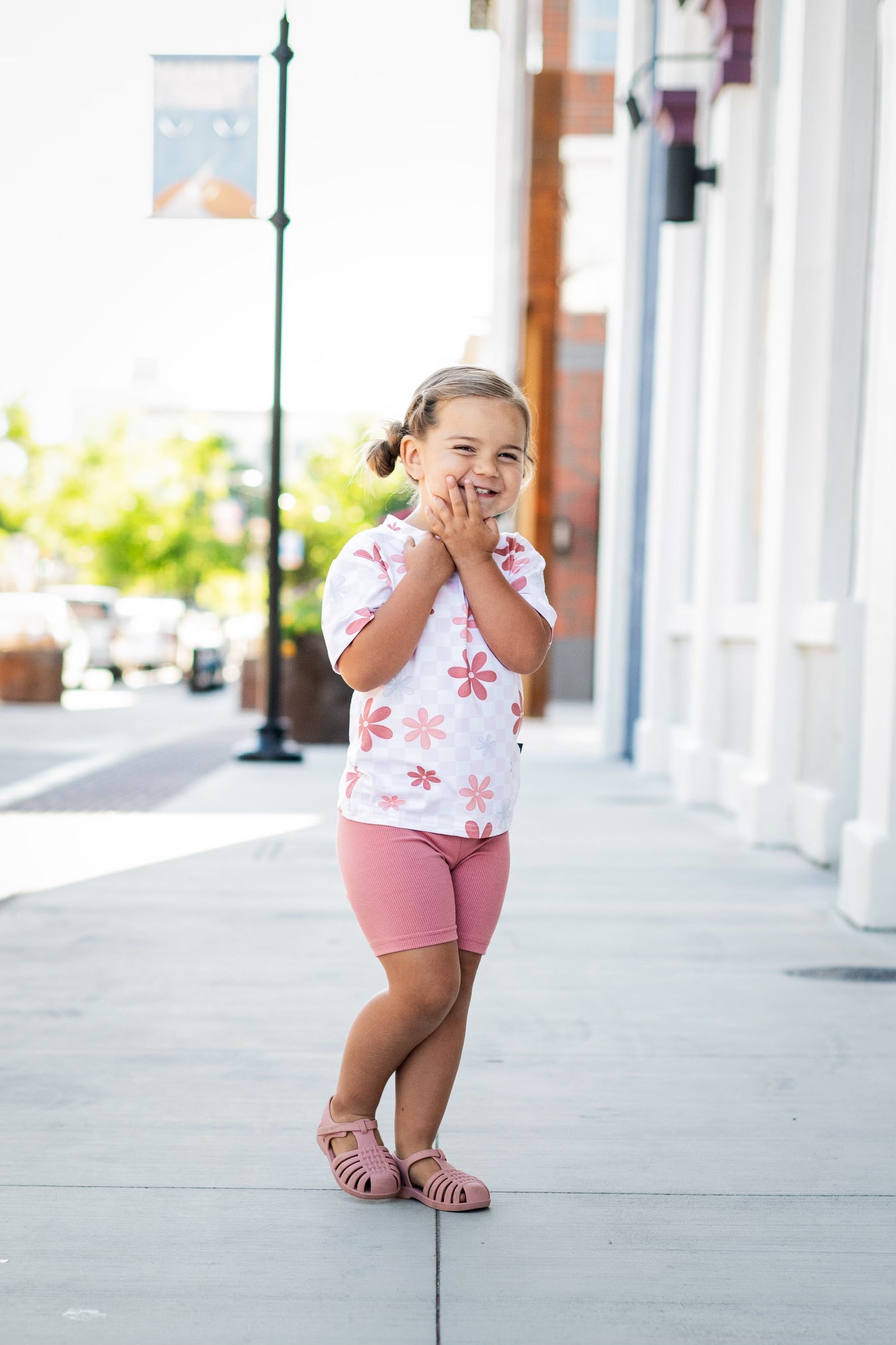 Millie - Bamboo Tee & Ribbed Bike Shorts Set