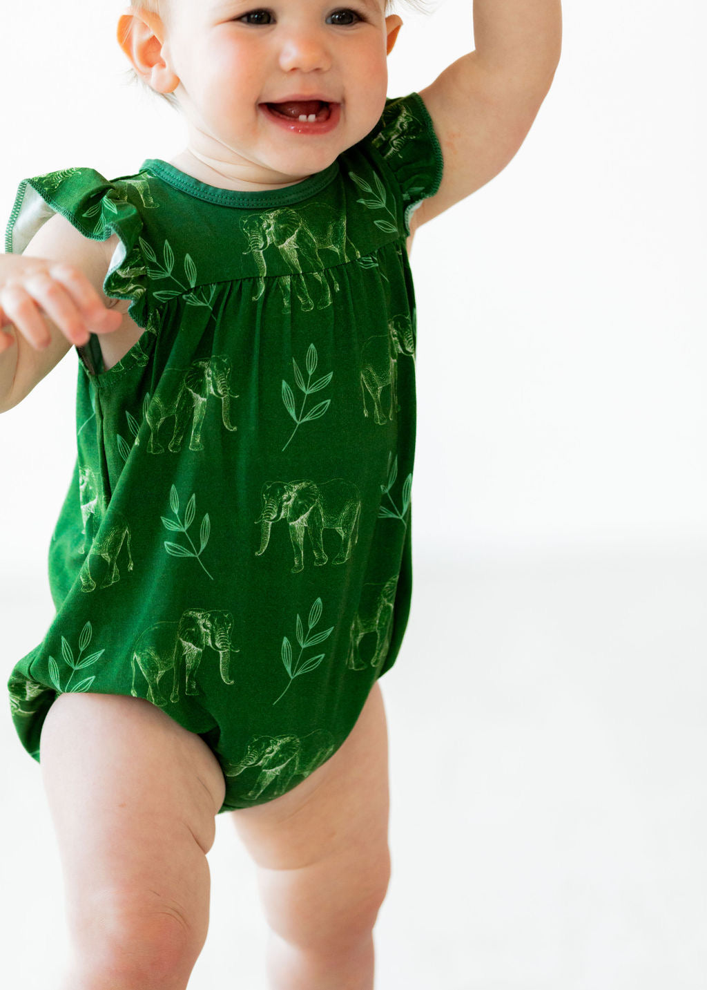 Flutter Sleeve Romper - Elephants