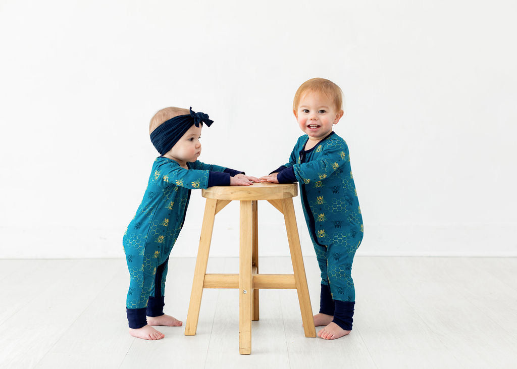 Bees - Long Sleeve Zipper Sleep Romper