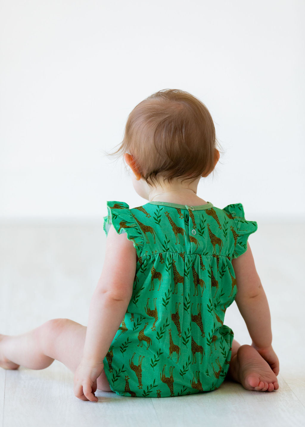 Flutter Sleeve Romper - Giraffes